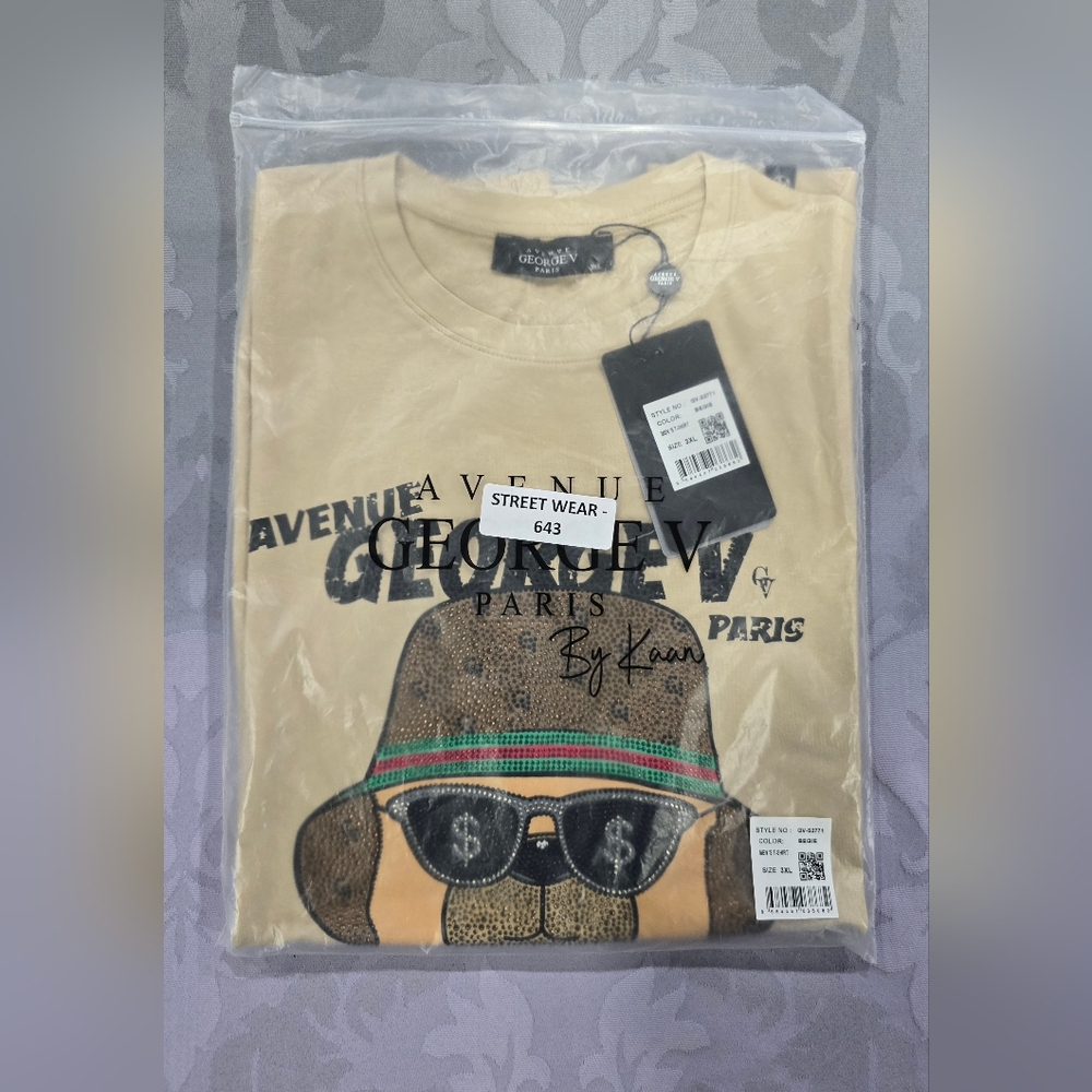Avenue George V Paris Graphic T-Shirt With Rhinestone